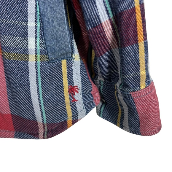 TOMMY BAHAMA Red and Blue Plaid Button-Up Flannel Shacket Shirt Men's XL - Picture 5 of 8